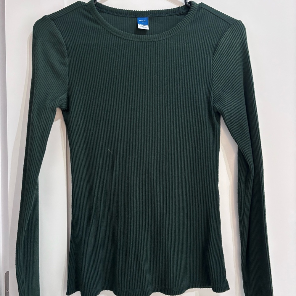 Old Navy Dark Green Ribbed Long Sleeve Tee